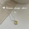 Colar de Prata Esterlina S925 com Zircônia Amarela Oval Brilhante Estilo Coreano Versátil Design Personalizado Corrente para Clavícula