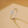 Anillo fino de plata de ley S925 con trébol de cuatro hojas y circón, diseño de nicho, chapado en oro de 18 quilates, microincrustación de moda, anillo fino versátil