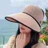 Sombrero de verano para personas de mediana edad y mayores, sombrero de sol para mujer, madre, protector solar para la cara, transpirable, delgado, de ala ancha, de copa abierta