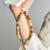 Corrente de Celular com Contas Bodhi Multifacetadas Semelhantes a Jade, Pulseira Exquisita de Lírio-do-Vale de Nicho, Joia Pingente com Cordão Antiperda para Mulheres