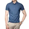 Verano Hielo Seda Urbana Negocios Cuello Solapa POLO Hombre Color Sólido Camiseta Sencilla Ropa de Papá Camisa de Aire Acondicionado LOGOTIPO