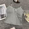 Camisola de encaje con costuras elegantes, estilo francés, sexy, sin mangas, corta, ajustada, con diseño sensual para mujer