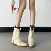 Botas de montar para mujer de suela gruesa, tacón grueso y punta fina, botas de tacón de bloque de media caña nuevas Otoño-Verano 2026, botines estilo cowboy western