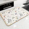 Tapete Drenante de Cozinha Série Floral de Terra de Diatomáceas, Resistente ao Calor para Mesa de Jantar, Resistente à Sujeira, Tapete Antiderrapante, Tapete Absorvente de Fácil Cuidado