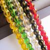 Estampagem a Quente em Vidro Mantra de Seis Caracteres Contas Redondas Contas Cilíndricas Contas de Buda Selo Dourado Colorido Perfurado DIY Contas Soltas Pulseira Pulseira Contas Cilíndricas