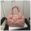 Bolsa para Traje Acolchada de Algodón con Cuadros de Diamante para Mujer, Simple, Ligera, con Lazo, 2024 Invierno Nueva, Gran Capacidad, Bolso de Mano para Viaje