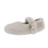 Zapatos Peludos Planos de Punta Redonda para Mujer 2026 Versátiles para Viajes Mary Jane Felpa Cálido Algodón Zapatos Planos para Otoño e Invierno