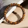 Pulseira Exquisitamente Trabalhada de Sandália com Pele de Tigre, Círculo Único, Contas de Madeira para Oração, Contas Budistas, Contas Macias para Enrolar nos Dedos, Joias