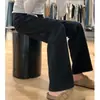 Calça Jeans Reta Preta Feminina, Lançamento Outono/Inverno 2025 Cintura Alta Forrada com Fleece Caimento Solto Modelador Barra Reta Comprimento Total Calças Estreitas