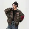 Moletom Cardigan Camuflado Americano High Street Transfronteiriço para Homens e Mulheres Casais Primavera Retro Tendência Marca Solto Casual Jaqueta com Capuz