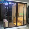 Suministro de sala de sudoración con luz de onda de calor, sala de vapor seca húmeda, tamaño no estándar Cabina de ducha de vapor de pino de hierro