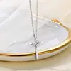 Collar Hecho de Acero Inoxidable Que No Se Desvanece, Estilo para Mujer, Joyería con Colgante de Cruz Incrustada de Diamantes de Lujo Ligero, Joyería de Acero Inoxidable a la Moda
