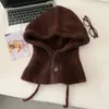 Balaclava Quente de Cores Misturadas com Circunferência de Cabeça Grande para Mulheres, Conjunto de Chapéu e Cachecol de Inverno, Proteção de Pescoço à Prova de Frio, Chapéu Puxar