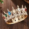 Tiara de coroa de círculo completo barroco europeu, venda internacional de acessórios para cabelo de liga de strass, fabricante de fornecimento direto de coroa de cabelo