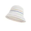 Sombrero de Sol de Verano con Protección Solar, Versátil, Sombrero de Pescador de Punto Hueco Transpirable Rayado para Adelgazar el Rostro de Mujer