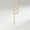 Collar de borla de cadena Mobius con perlas para mujer, simple, moderno, de alta gama, versátil, diseño de nicho, cadena para la clavícula para mujer