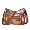 Bolsa de ombro plissada feminina, bolsa de mãe de meia-idade com costura colorida, multicamadas, zíper, grande capacidade, bolsa transversal, 2024
