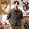 Camisa Americana Retro de Primavera para Hombre de Manga Larga Holgada Casual 2025 Nueva Marca de Moda Lavado Pesado Chaqueta Casual para Hombre