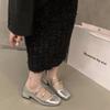Zapatos Mary Jane rojos de tacón grueso de cuero pequeño para mujer, zapatos de verano 2023, zapatos franceses para la noche, zapatos negros para primavera y otoño.