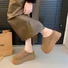 Zapatos Birkenstock de suela gruesa para mujer, calzado para exteriores, novedades Otoño/Invierno 2026, sin cordones, puntera cerrada, media zapatilla, zapatos cómodos, con forro de felpa, pantuflas peludas