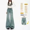 Calça Jeans Feminina Micro Flare 2026 Nova Cintura Alta Caimento Pessoa Baixa Não Gruda nas Pernas Perna Reta Solta Calça Flare A14950
