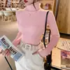 Suéter de cuello alto para mujer temporada de otoño e invierno engrosado capa base negra ajuste ceñido cálido nuevo estilo prenda interior superior suéter de punto talla única para todos