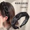 Nuevo estilo, banda para el cabello de lujo con luz negra, de organza de alta calidad, tejida con cristales, con giro alto para la cabeza, accesorios elegantes para el cabello.