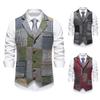 Chaleco Casual Nuevo para Hombre Transfronterizo 2025 Retro Color Contraste Solapa Tweed Espiguilla Chaqueta Chaleco para Hombre