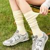 Shu'an Calcetines de Algodón Apilados de Tubo Largo Estilo Puro de Escuela Secundaria Femenina para Mujer Calcetines de Media Caña Blancos Otoño Calcetines para Pie de Moda