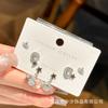 Conjunto Combinado de Zirconia Microincrustada en Plata S925, Una Tarjeta con Tres Pares de Pendientes de Perla, Estilo Popular de Nicho con un Toque de Alta Gama, Conjunto de Tres Pares