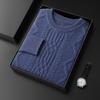 Suéter de cachemira para hombre cuello redondo otoño e invierno nuevo tejido de lana de siete galgas grueso trenzado manga larga jersey