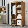 Armario Habitación Hogar Montaje Sencillo Habitación de Alquiler Económico Tela Gabinete Multicapa Resistente Duradero Bambú Perchero
