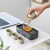 Juego de Té de Viaje Ceniza de Planta Un Tazón con Tapa Tres Tazas Fabricante de Té para Exterior Juego de Kung Fu de Cerámica para el Hogar Tazón de Té Taza de Té