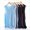 Chaleco de seda de hielo para hombre, de secado rápido, ajustado, holgado, de verano, sin dejar rastro, deportivo, con cuello en V, base blanca