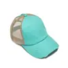 Amazon Comercio Exterior Nueva Malla Lavada con Agujeros para Cola de Caballo Gorra de Béisbol Malla Trasera Abierta Gorra Vieja de Secado Rápido con Visera