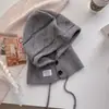 Invierno Nuevo Estilo Coreano Versátil Color Sólido Sombrero Cortavientos para Mujer Cálido Protección para los Oídos Bufanda con Capucha para el Cuello Gorro de Lana Tejido Venta al por Mayor