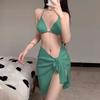 Traje de baño para mujer ins estilo europeo y americano dividido puro deseo bikini traje de tres piezas sexy pecho grande y pequeño recogido vacaciones en la playa HURUN
