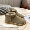 Botas de Neve Integradas com Pelo Genuíno GuyunWinter para Mulheres, Botas Curtas de Algodão Antiderrapantes Mini para Casais, Estilo de Inverno