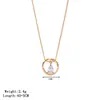Anillo con incrustaciones de circonita de lote directo de fábrica, collar de moda para mujer, cadena para clavícula de acero de titanio, no se decolora, colgante de doble cara, accesorios de joyería