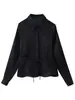 Comercio Exterior Transfronterizo Ropa de Mujer Otoño e Invierno 2025 Camisa Versátil de Manga Larga de un Solo Botón con Cuello y Adorno de Lazo con Efecto Brillante