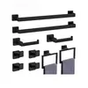 Conjunto de 5 Peças de Ferragens para Banheiro Moderno Minimalista de Aço Inoxidável 304 Preto Fosco, Conjunto de Acessórios para Banheiro com Instalação por Furo