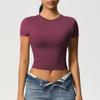 Cross-border dupla face nylon casual apertado secagem rápida pilates top yoga roupas manga curta corrida fitness esportes camiseta
