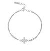 114 Estilo coreano INS Nicho Luz Design de Luxo Todos Combinam Zircon Cruz Dupla Camada Pulseira Prata Esterlina S925 Textura Feminina