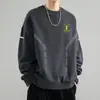 Sudadera para hombre 2025 otoño estilo americano holgada manga larga cuello redondo engrosada ropa deportiva pullover modelo moderno peso pesado