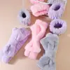 Diadema de terciopelo de coral con lazo transfronterizo Diadema para mujer Diadema ancha para lavarse la cara Diadema de felpa de color puro Accesorios simples para el cabello
