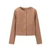 Fabricante de ropa para mujer transfronterizo al por mayor 2026 AliExpress artículo más vendido chaqueta corta versátil de manga larga con botones dorados para ir al trabajo