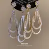 Brincos de Tarraxa Agulha de Prata com Zircônia Envolvida em Gota d'Água Estilo Corte Trabalho Pesado Brincos Leve Luxo Sensação de Alto Padrão Ornamentos de Orelha Temperamento Atacado
