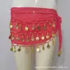 Cadena de Cintura para Danza del Vientre al por Mayor con Monedas Doradas, Bufanda de Cintura para Performance de Danza India, Bufanda de Cadera de Tres Capas con Colgantes de Monedas, Cinturón de Gasa, Cortina para Glúteos