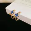 Conjunto de Colar e Brincos Flor da Sorte em Zircônia Cúbica Vintage Usado Acessórios de Moda de Luxo Leve Nicho High-End Feminino