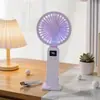 Ventilador de Mano de Verano Simple e Inteligente con Pantalla Digital, Velocidad Ajustable Continuamente, con Base de Soporte, Ventilador de Escritorio con Luz